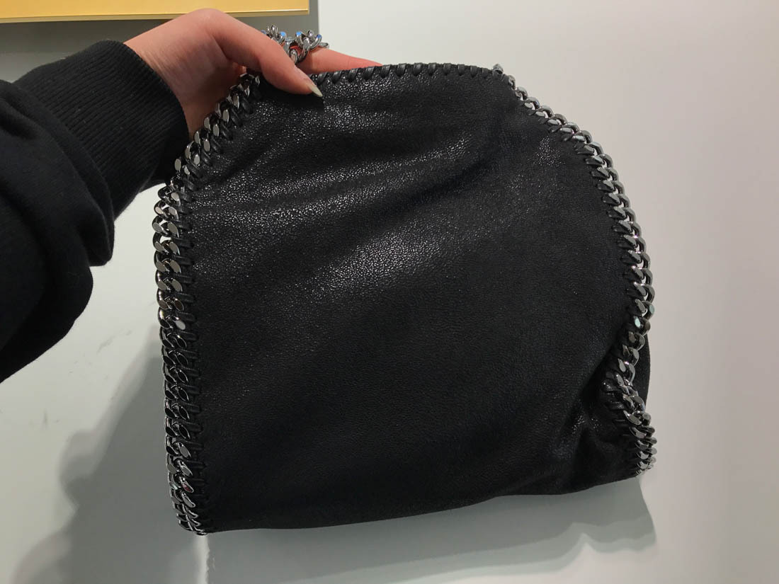 Stella Mccartney '3chain' Mini Black Tote Bag With Logo Engraved On Charm In Black