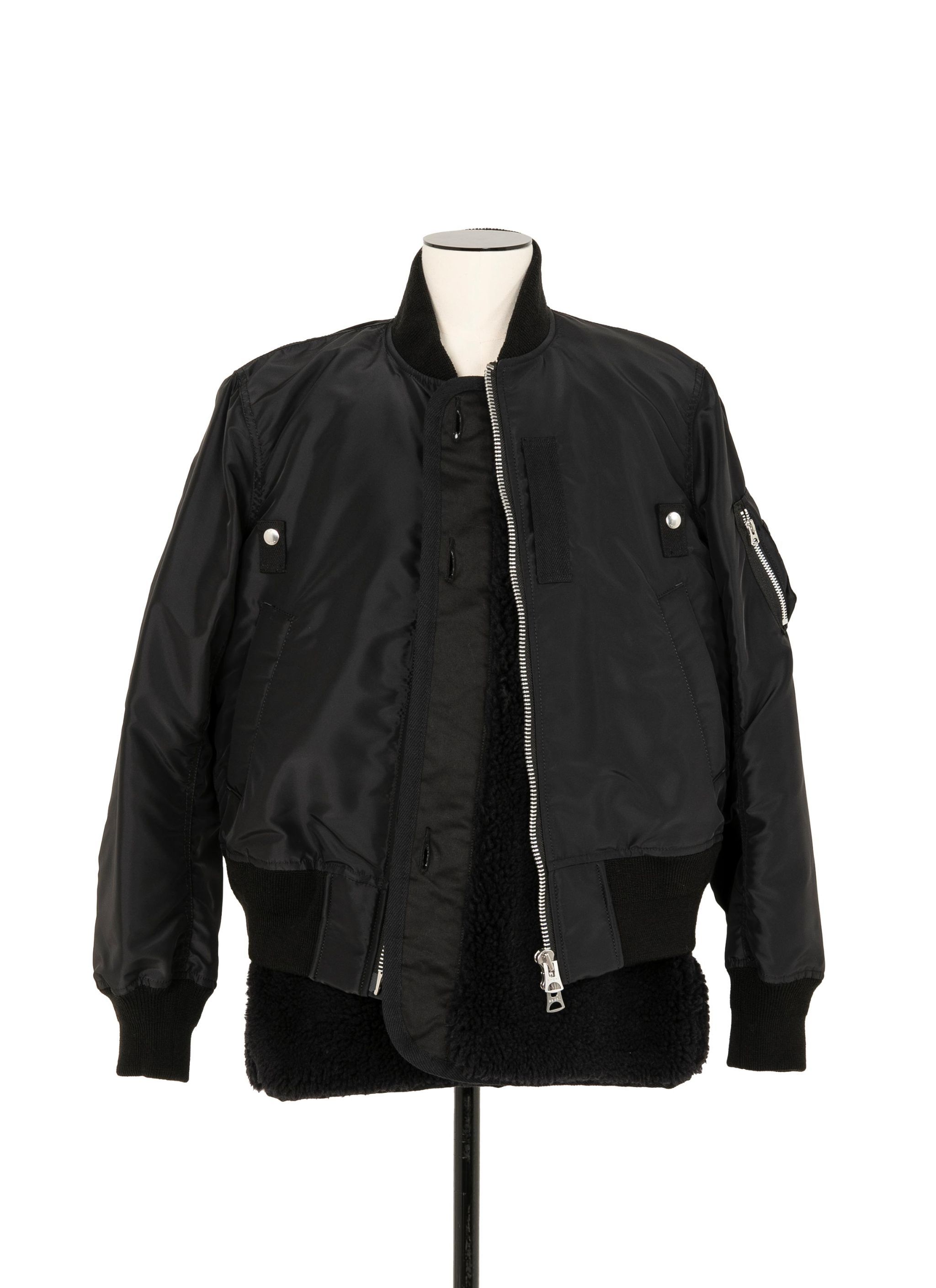 Sacai Zip-up Bomber Jacket In Black