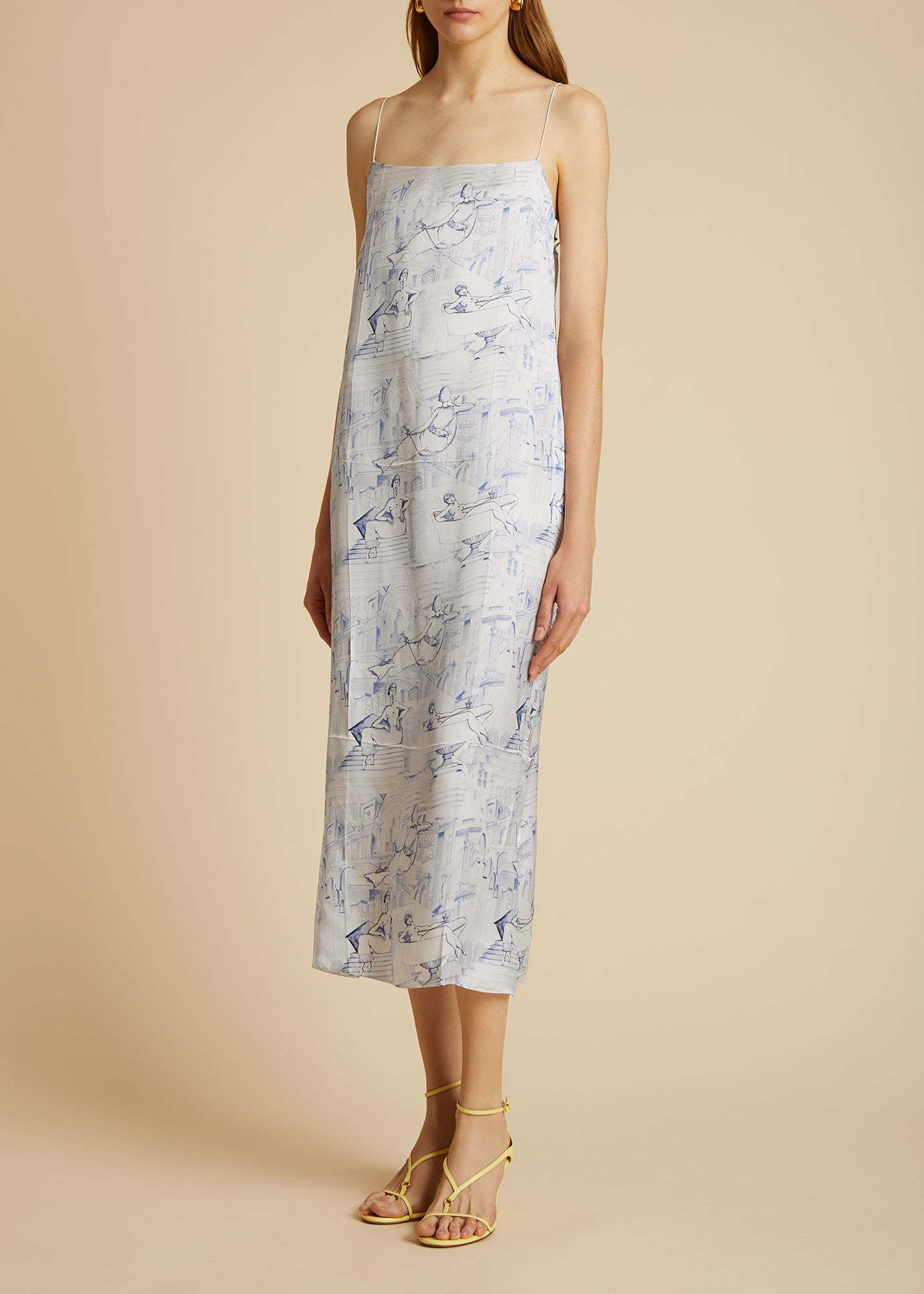 Khaite Marion Leather Wedge Sandals In Yellow