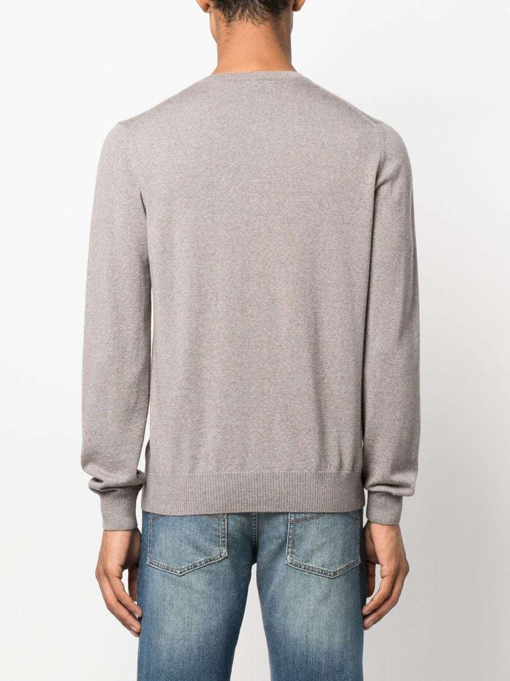 Fay V-neck Fine-knit Sweatshirt In Gray