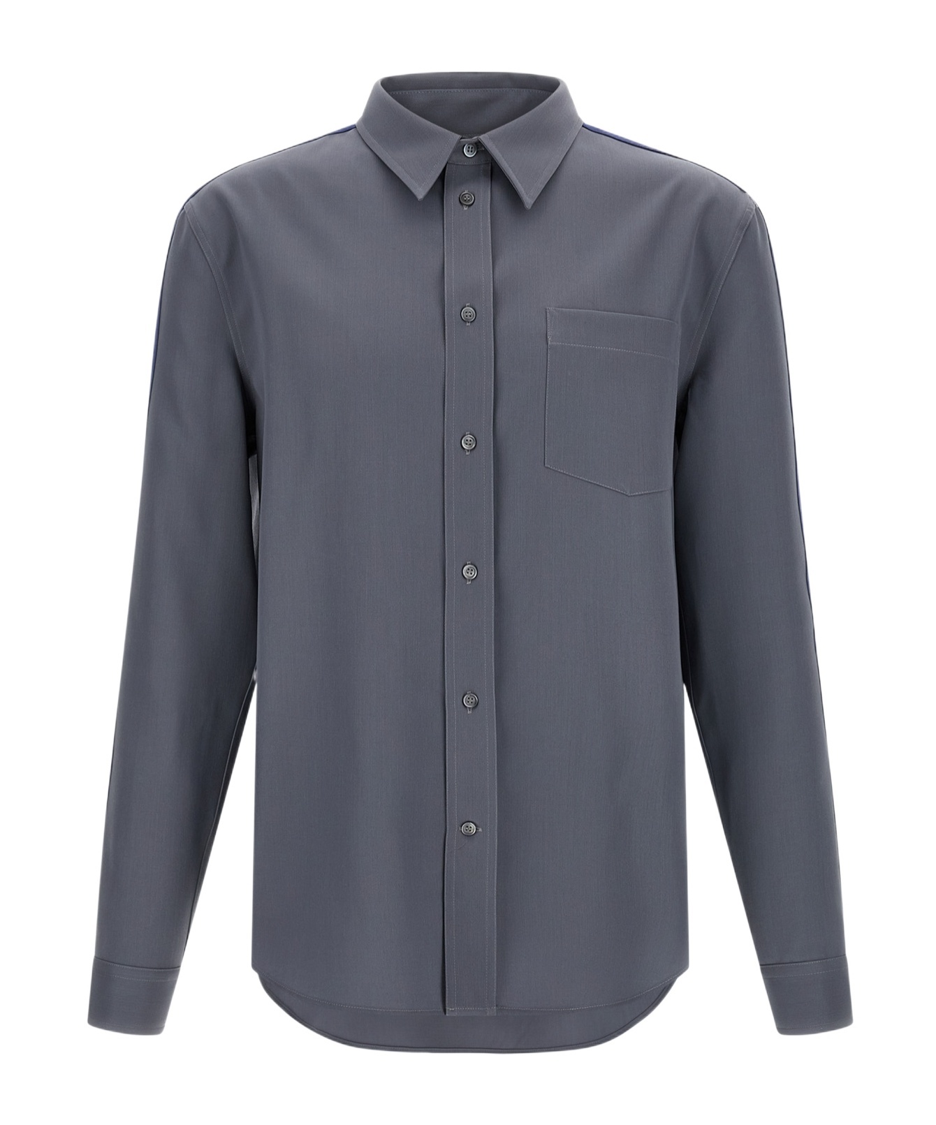 Marni Wool Shirt With Button-down Collar And Pocket In Blue