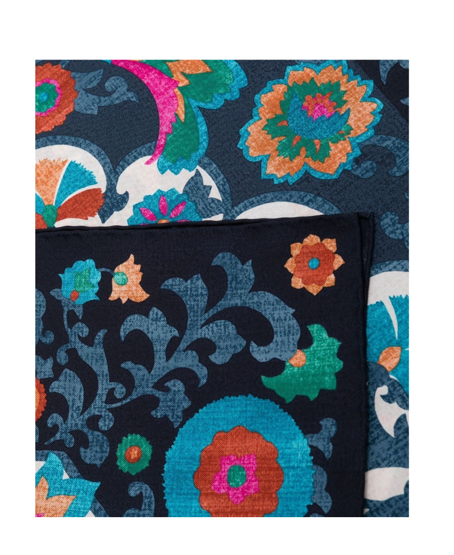 Ferragamo Uzbekistan Floral-print Silk Scarf In Blue