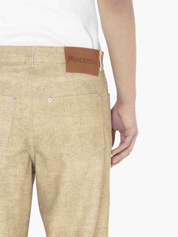 Jw Anderson Leather Straight-leg Trousers In Nude