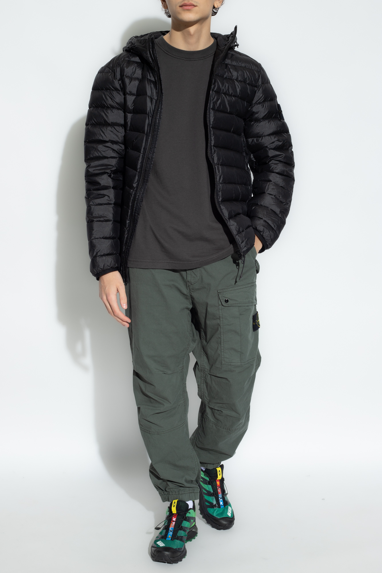 Stone Island Compass-patch Puffed Jacket In Black