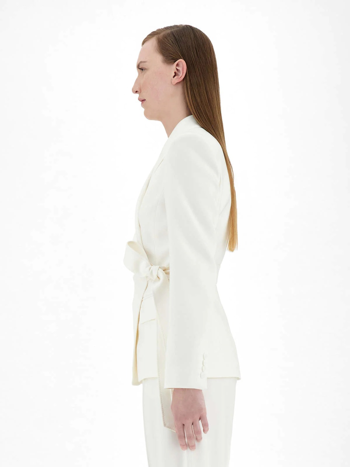 Max Mara Lapel Design Suit Jacket In White