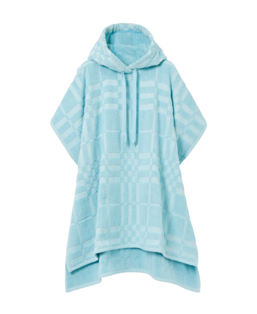 Burberry Check-pattern Cotton Poncho In Blue