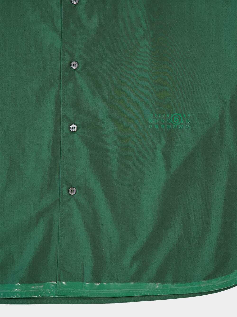 Mm6 Maison Margiela Drop Shoulder Coated-trim Shirt In Green