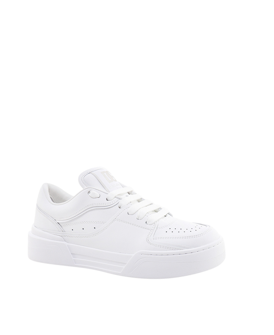Dolce & Gabbana Logo Print Leather Lace-up Sneakers In White