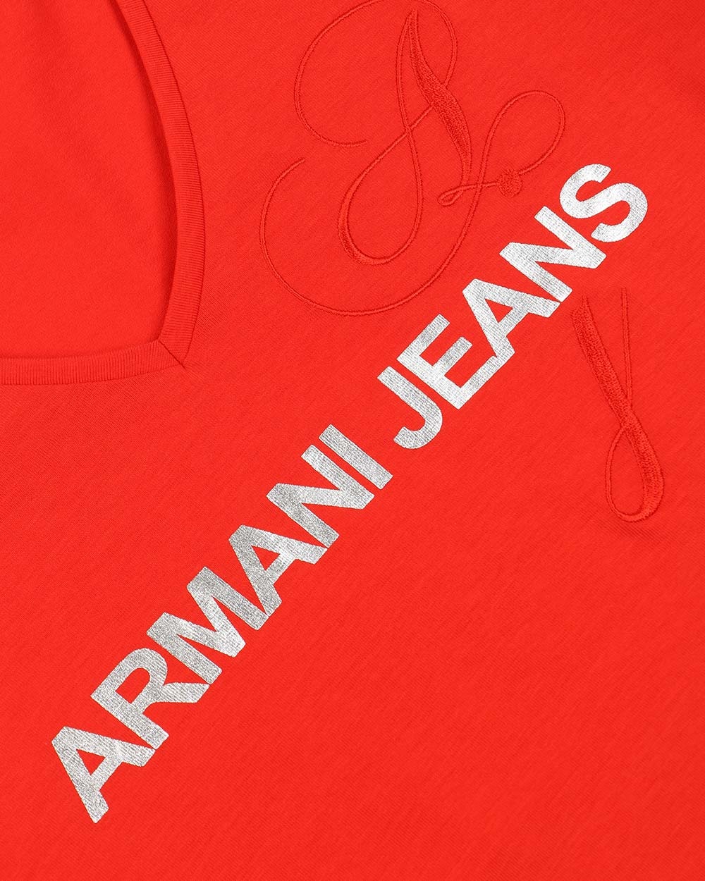Armani Jeans V-collar Logo T-shirt In Red