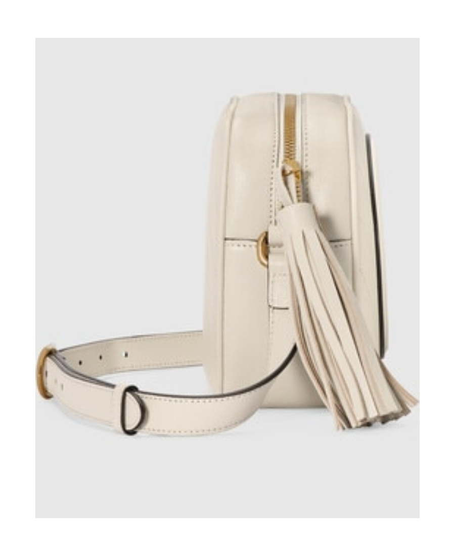 Gucci Small Gg Marmont Leather Shoulder Bag In White