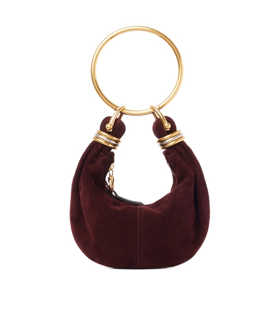 Chloé Mini Bracelet Hobo Bag In Suede Leather In Brown