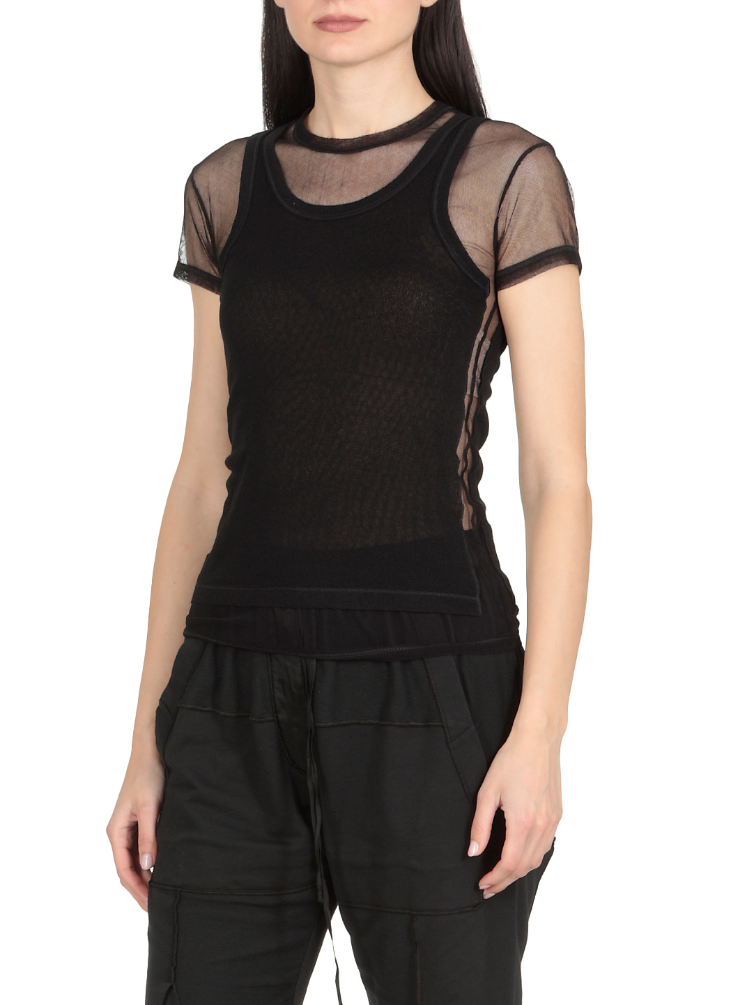 Andrea Ya'aqov Translucent Short-sleeved T-shirt In Black