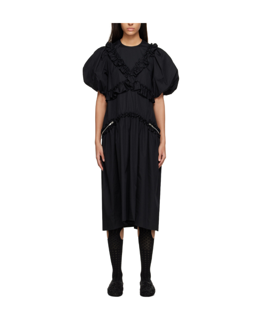 SIMONE ROCHA A MEDIUM-LENGTH DRESS WITH A LOTUS LEAF EDGE 