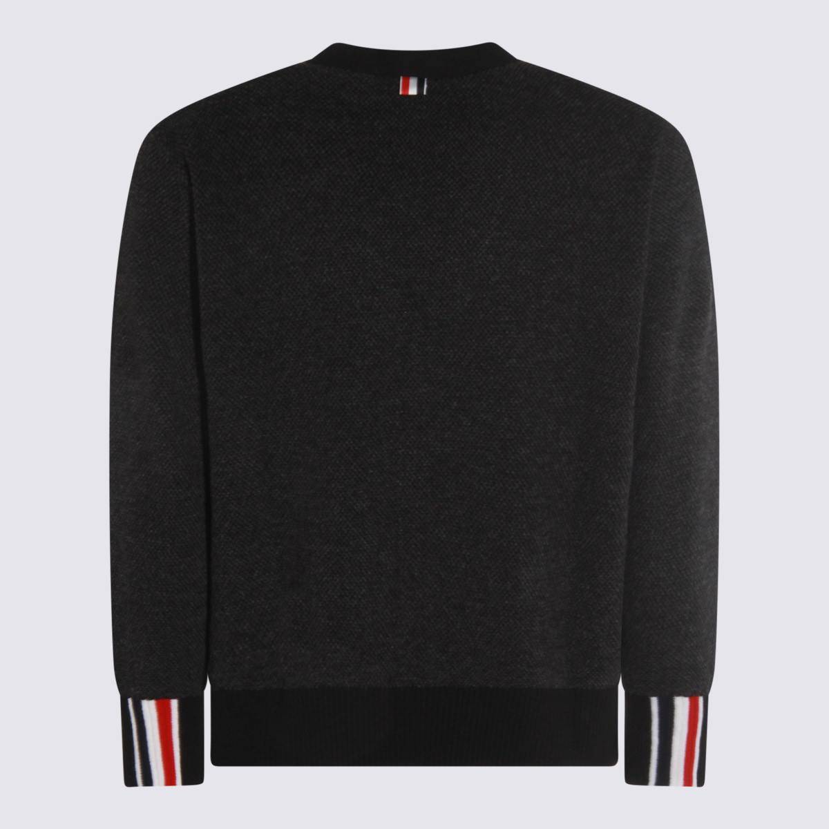 Thom Browne Knitwear With Front Pockets And Ribbed Finish In Black