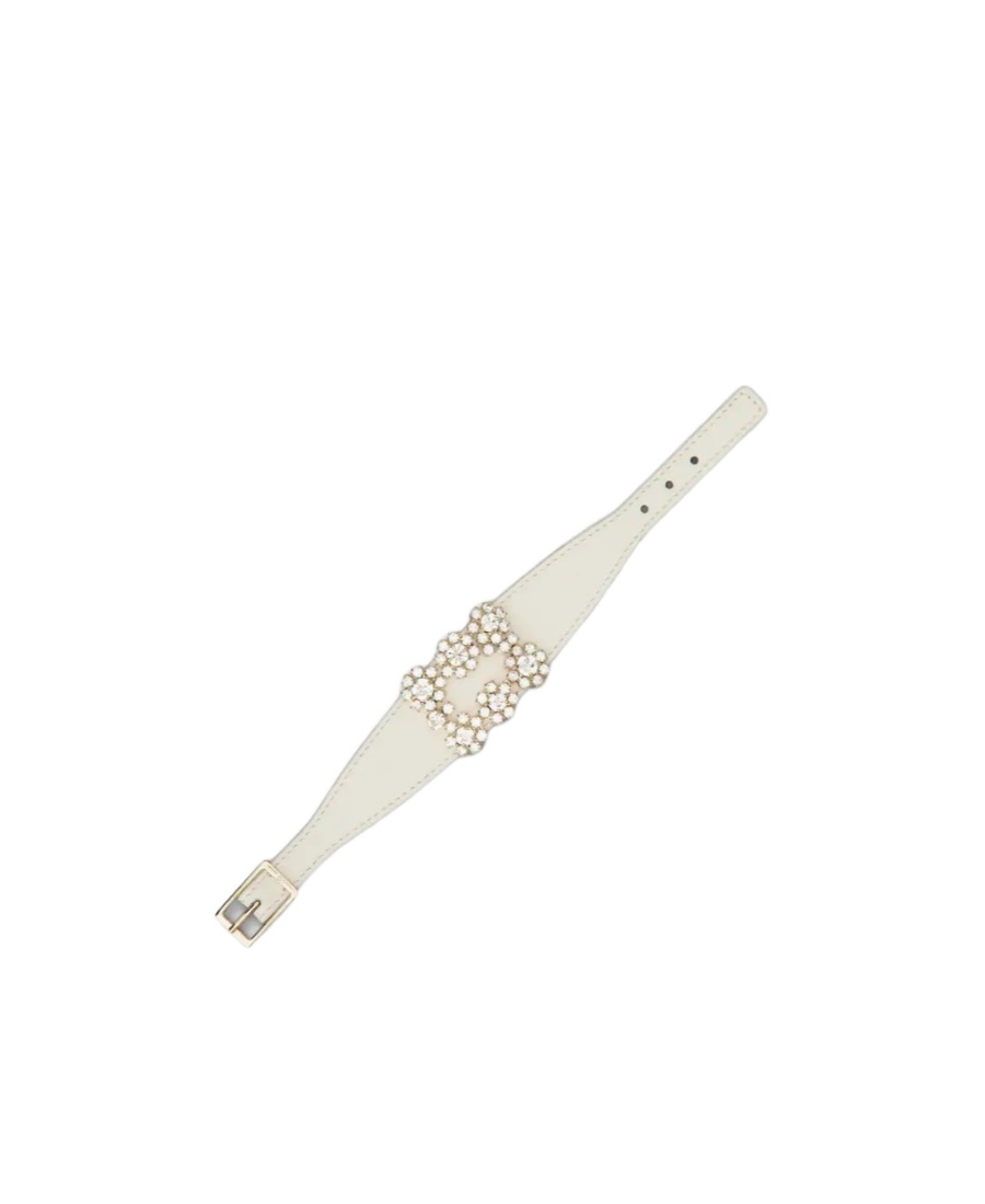 Roger Vivier Flower Strass Buckle Bracelet In White