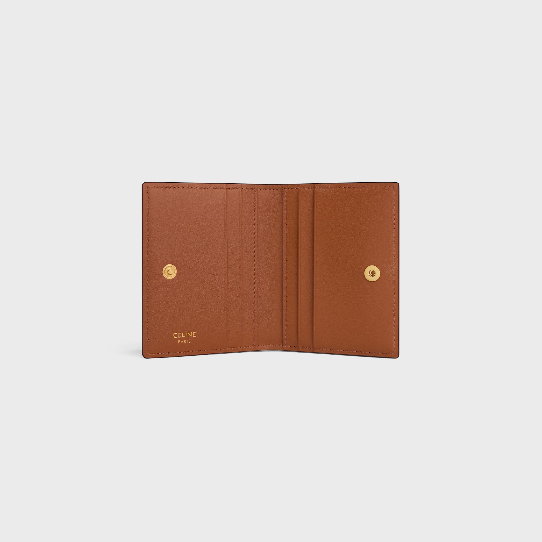 Celine Bi-fold Card Holder In Triomphe Canvas In Brown