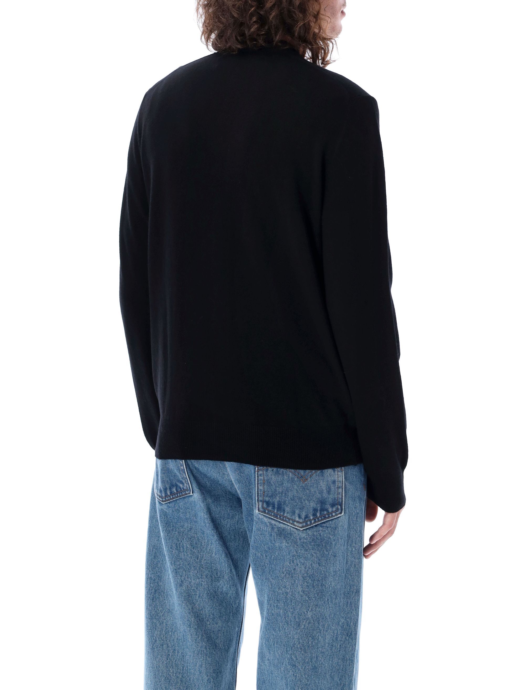 Comme Des Garçons Play Heart-patch Wool Cardigan In Black