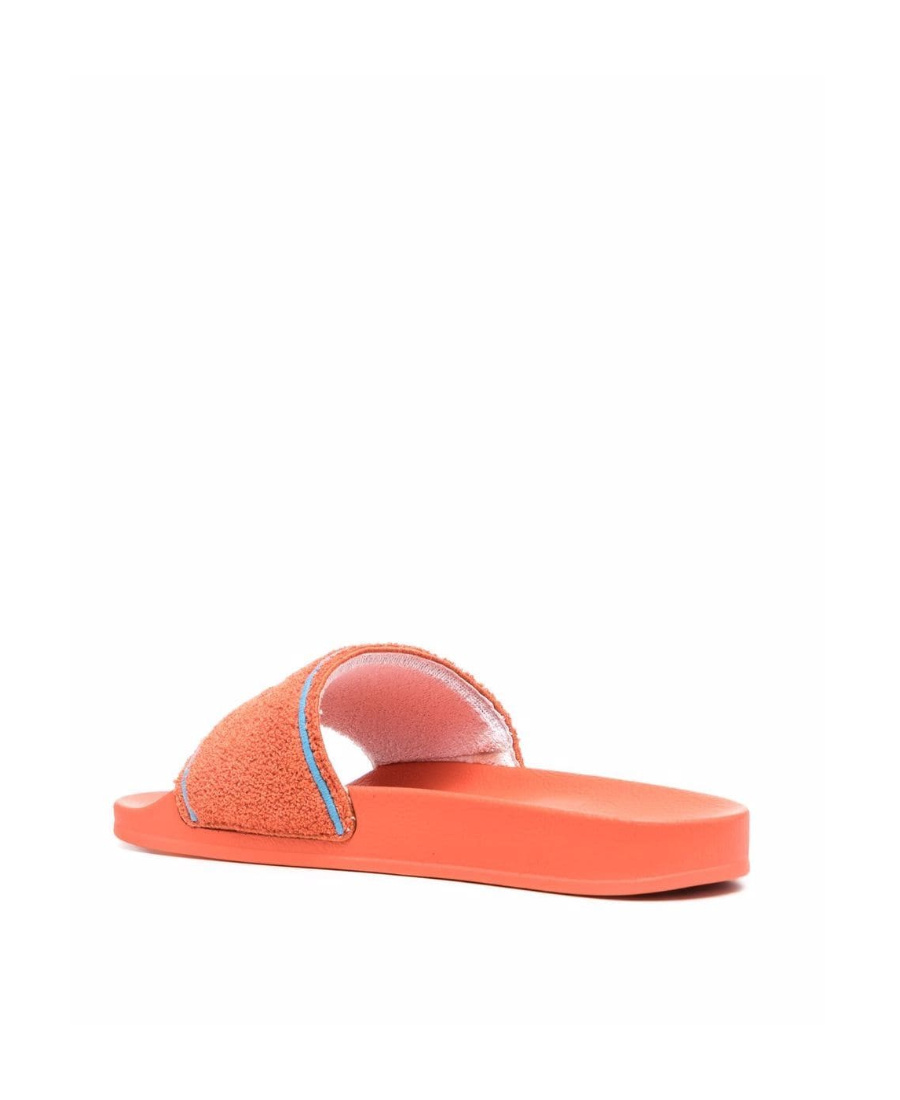 Off-white Embroidered-logo Slides In Orange