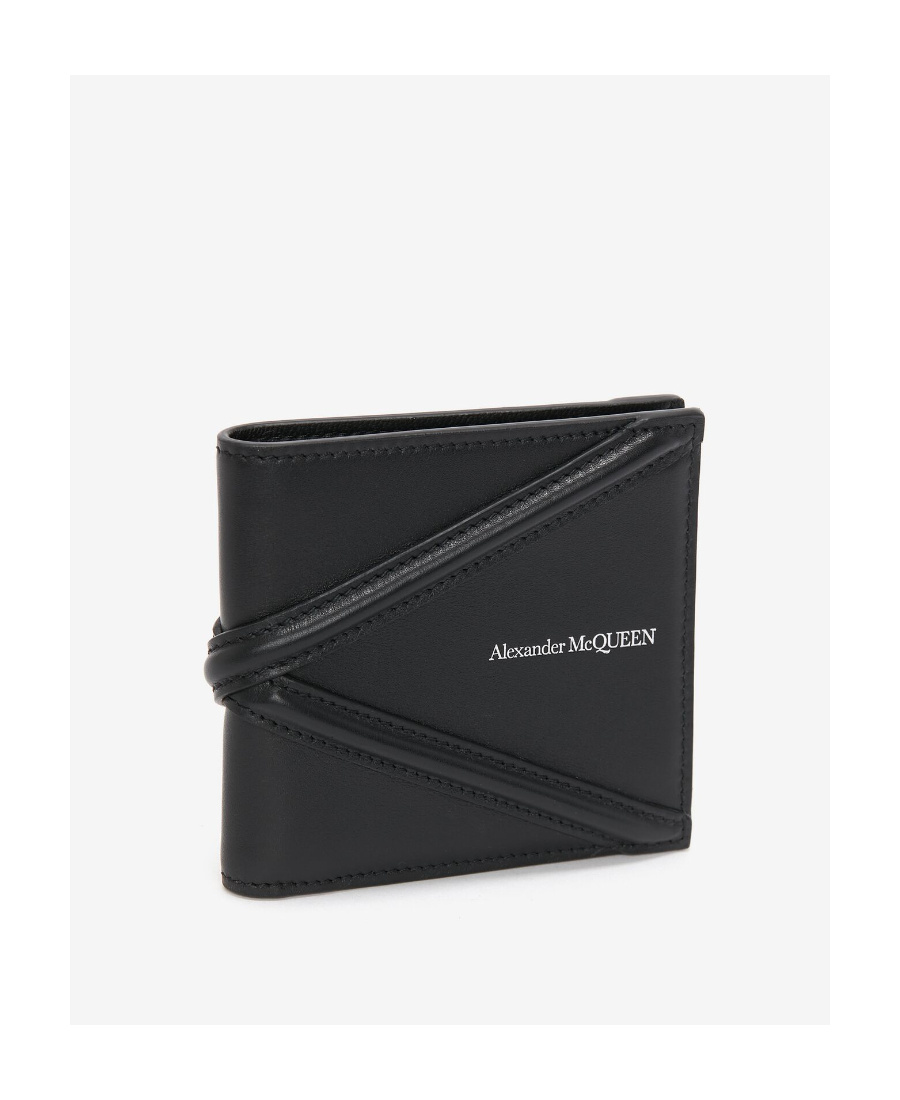 Alexander Mcqueen Man Black Leather Wallet In Black