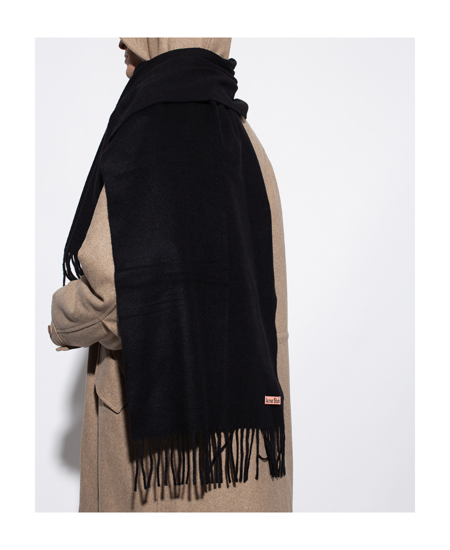 Shop Acne Studios Logo Patch Cashmere Scarf In Pink