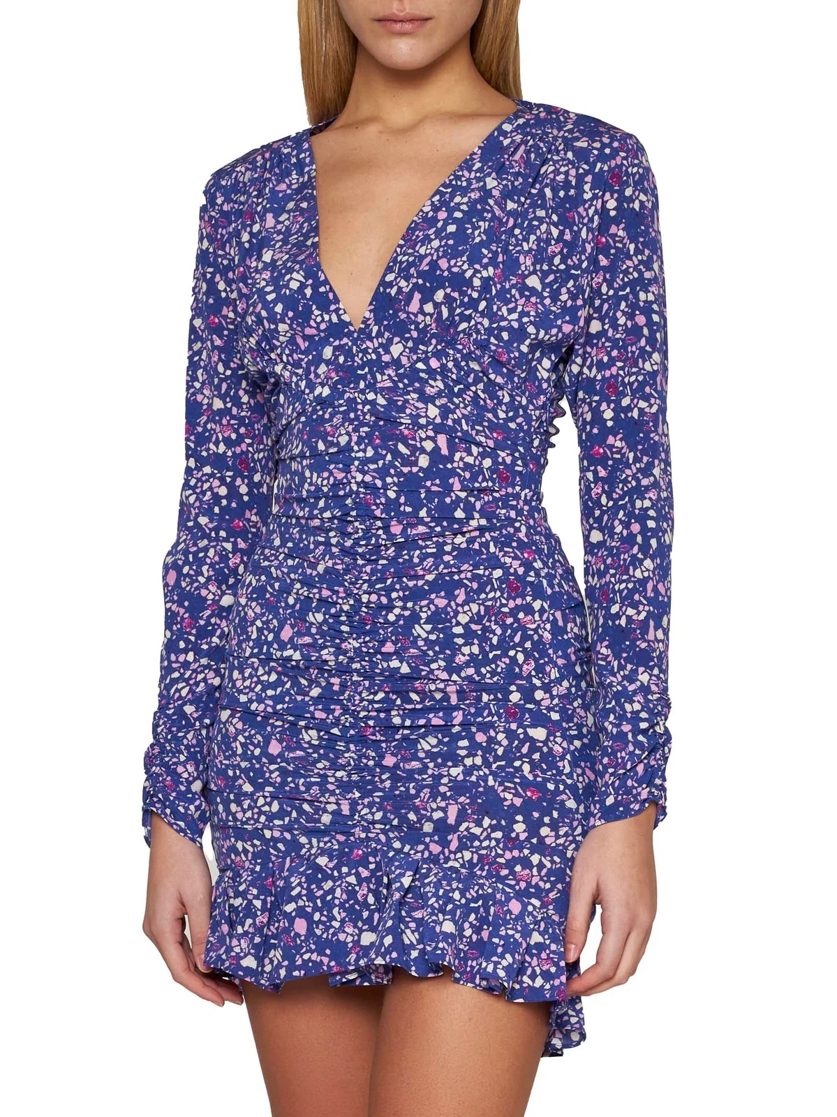 Shop Isabel Marant Ruffled Floral-print Minidress In Blue