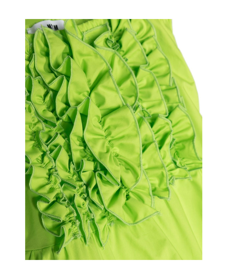 Msgm Ruffled-detail Cotton Dress In Green