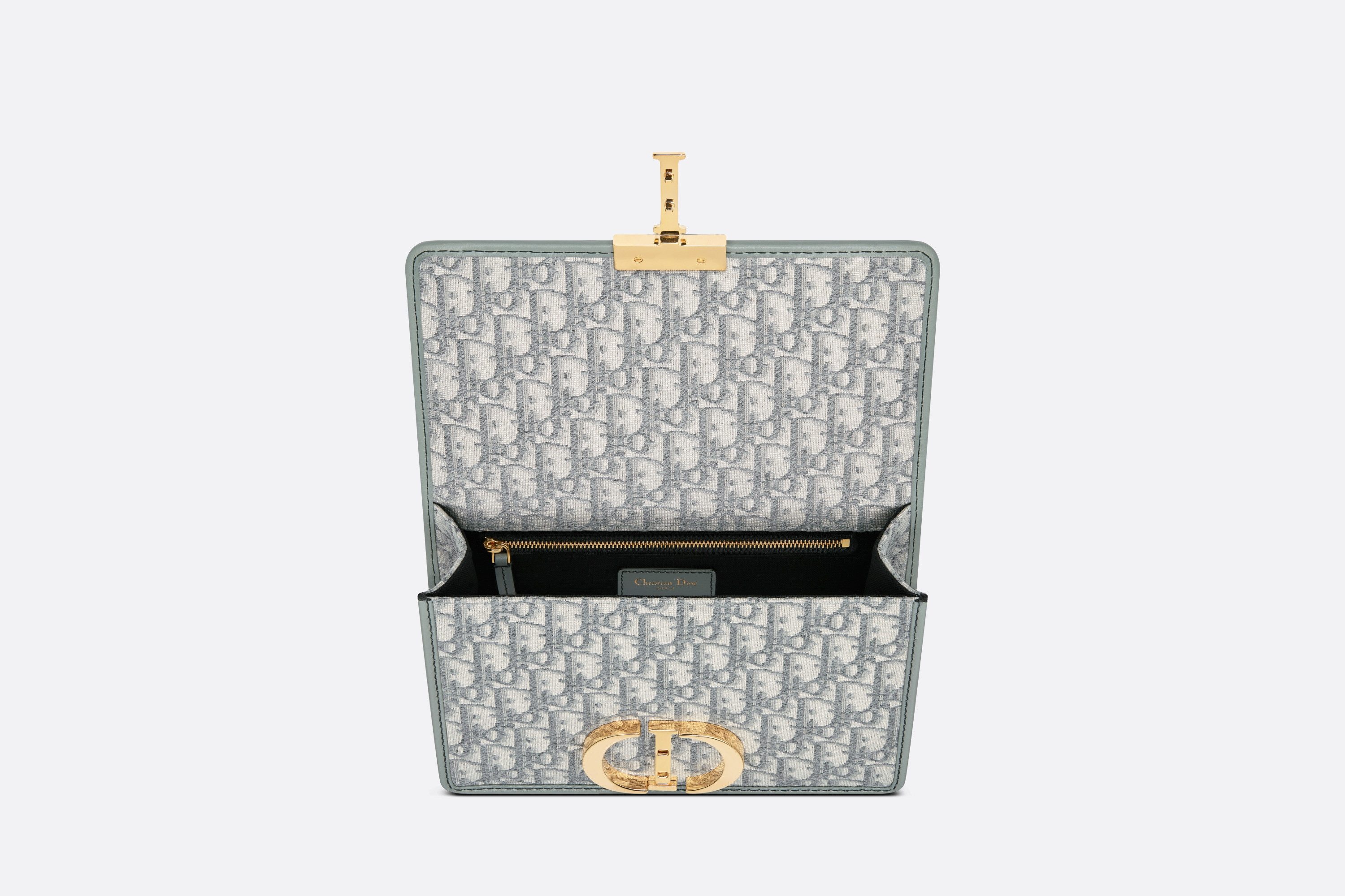 Dior Logo Print Montaigne Shoulder Bag In Gray