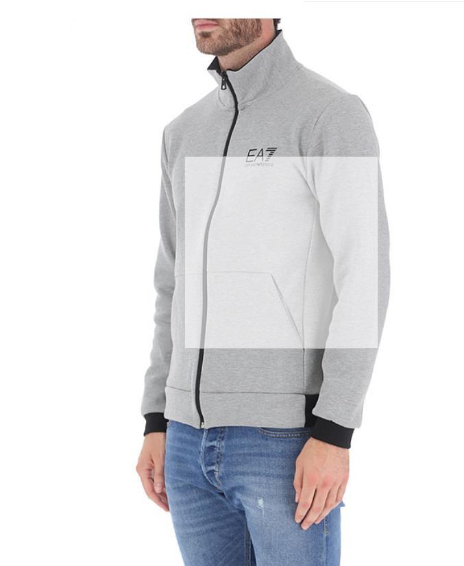 Ea7 Zipper Casual Jacket In Gray