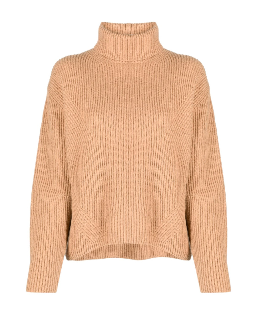 Pinko Roll-neck Ribbed Jumper In Nude