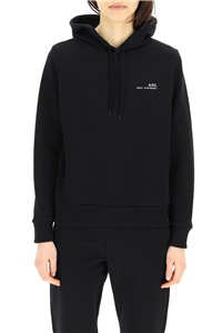 Apc Logo-print Long-sleeved Hoodie In Black