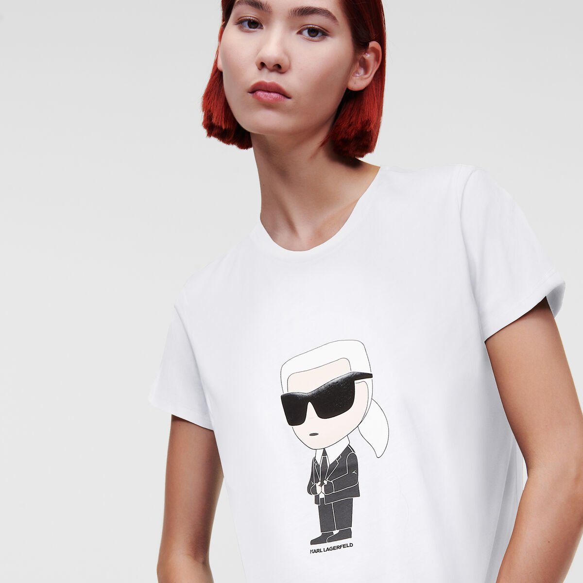 Karl Lagerfeld Organic Cotton T-shirt With Front Karl Print In White