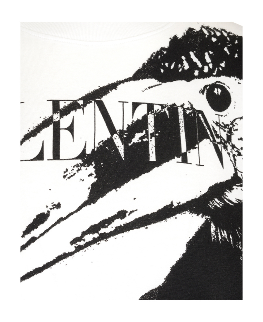 Valentino Giant Beaked Bird Print T-shirt In White