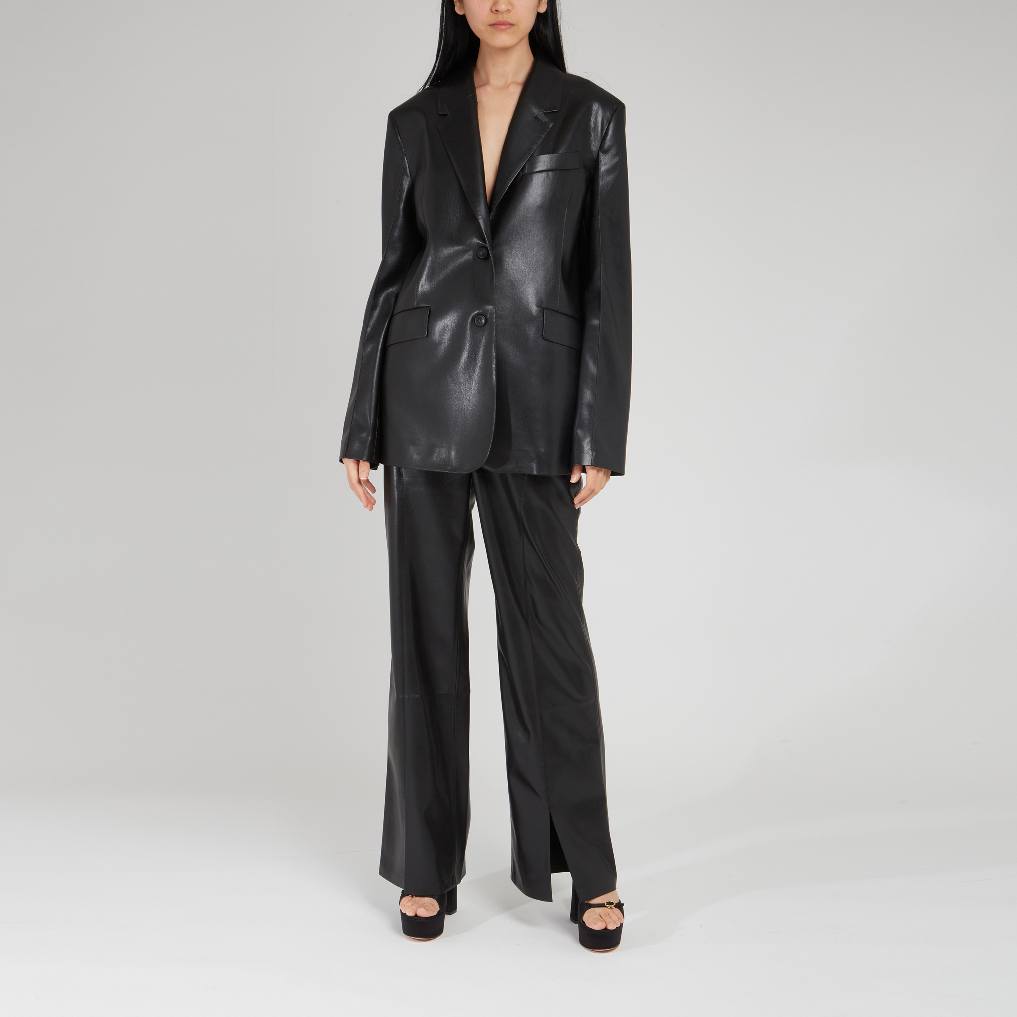 Nanushka Single-breasted Long-sleeved Jacket In Black