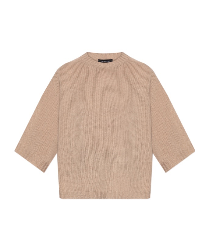 Fabiana Filippi Round-neck Half-sleeve Sweater In Neutral