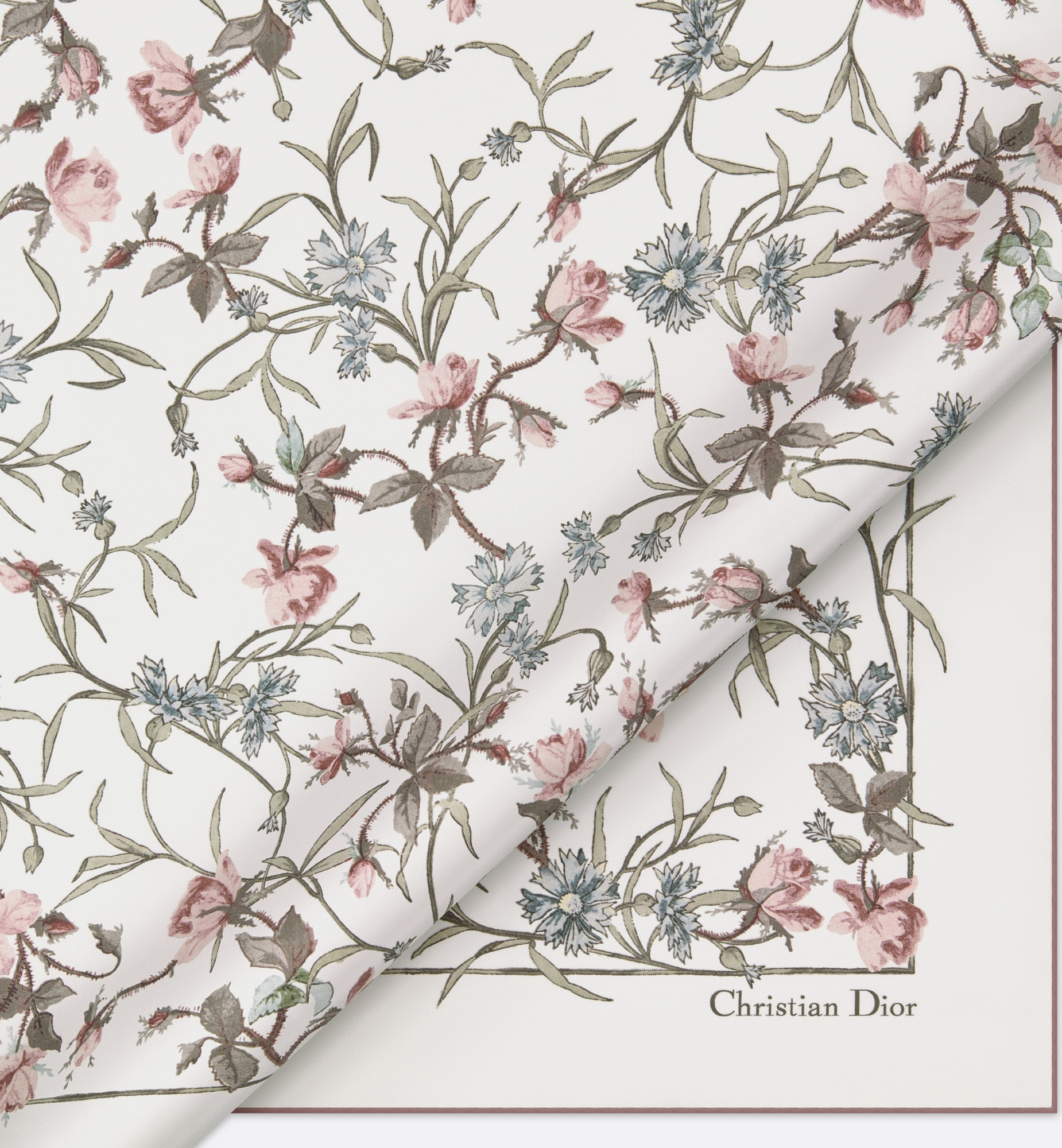 Dior Lumière De Rose 90 Square Scarf In Neutral