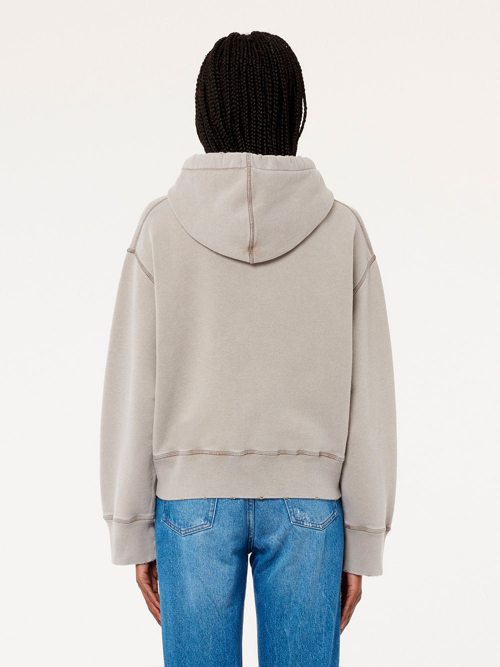 Ami Alexandre Mattiussi Ami Logo Embroidered Drawstring Hoodie In Nude