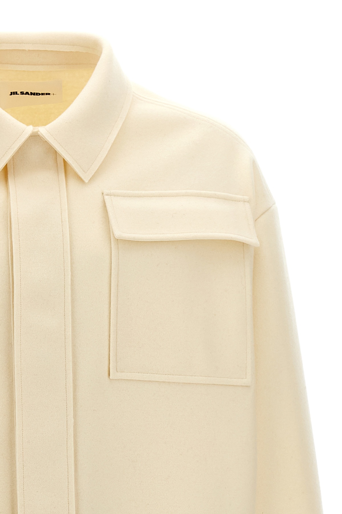 Jil Sander Wool Blend Shirt With Button Closure In Neutral