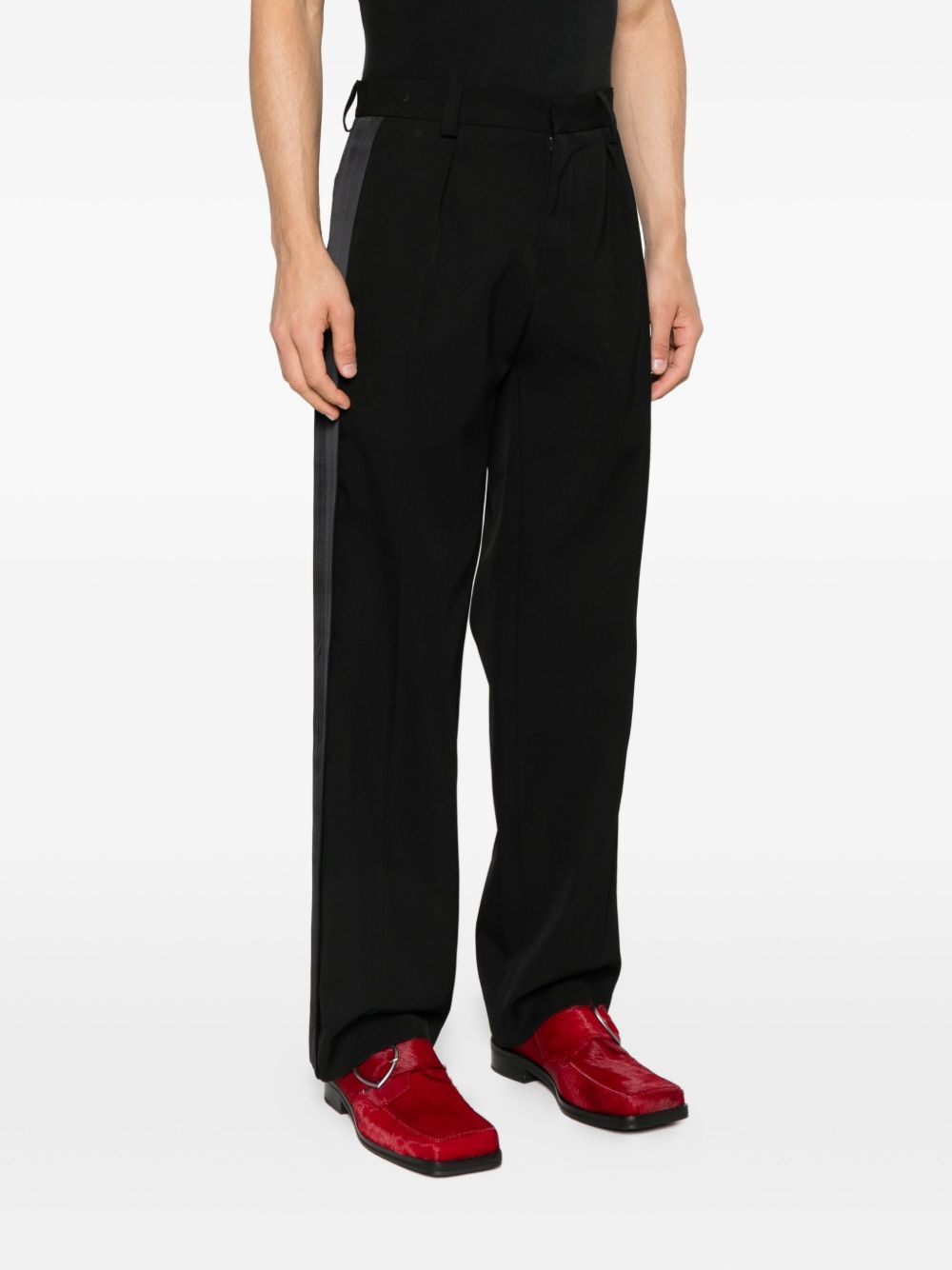 Casablanca Pleated Side-stripe Trousers In Black