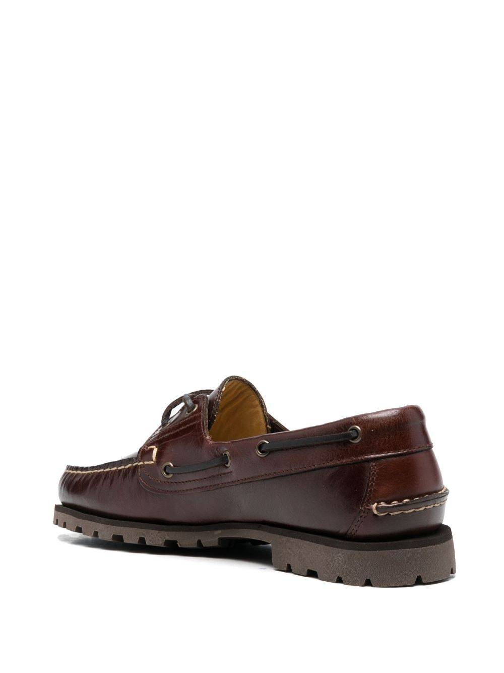 Paraboot Lace-up Leather Boat Shoes In Brown