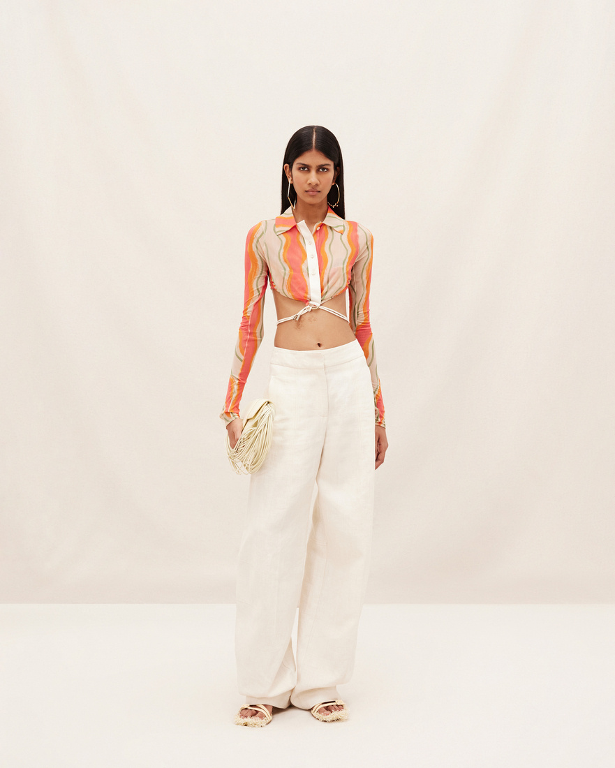 Jacquemus Mesh Long-sleeve Shirt In Nude