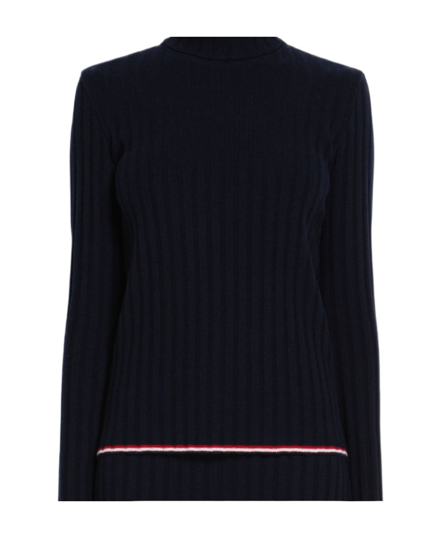Thom Browne Ribbed Knit Turtleneck Jumper In Black