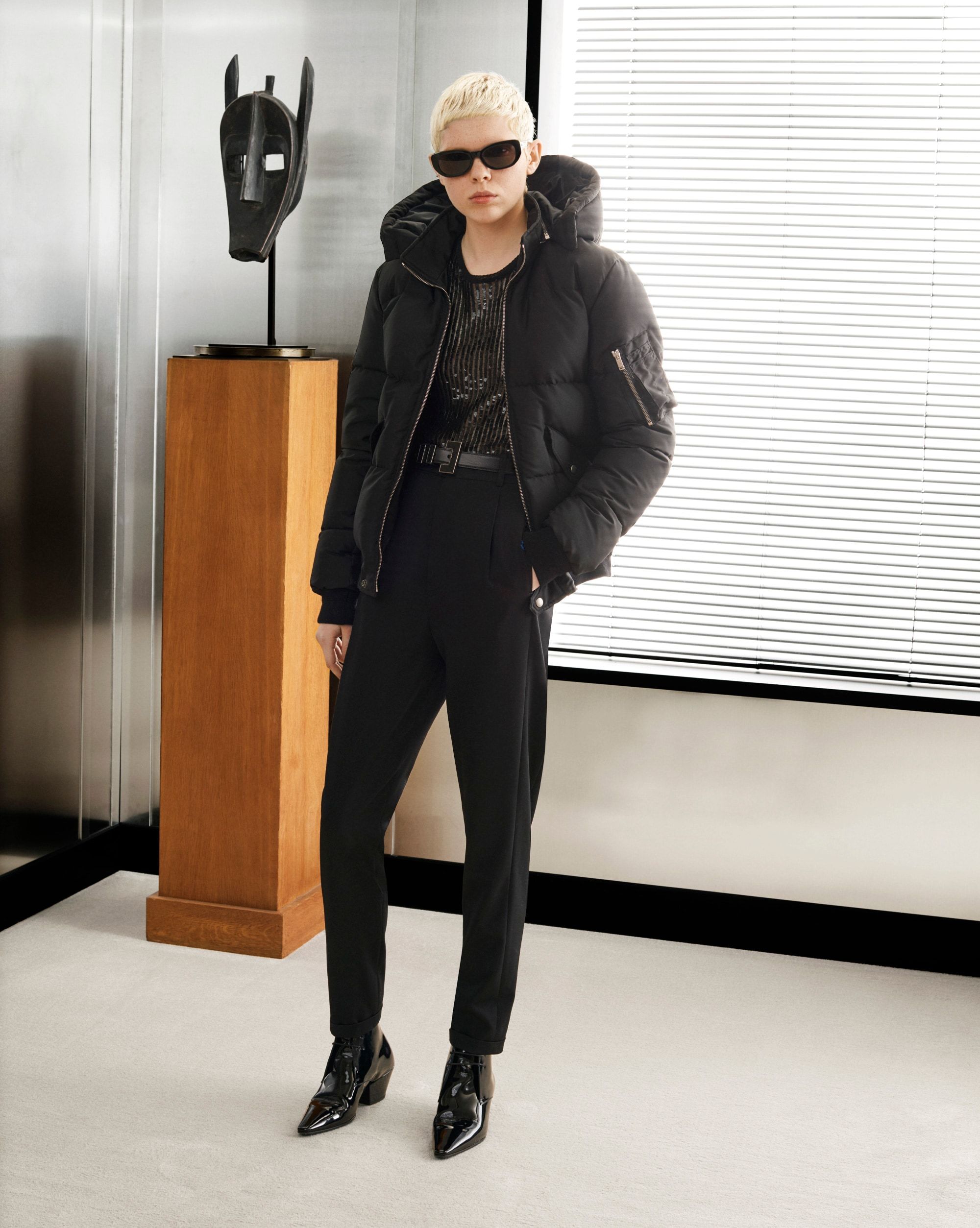 Saint Laurent Zipped Padded Jacket In Black