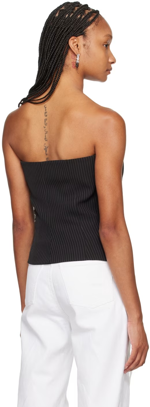 Ottolinger Pinstriped Deconstructed Corset Top In White