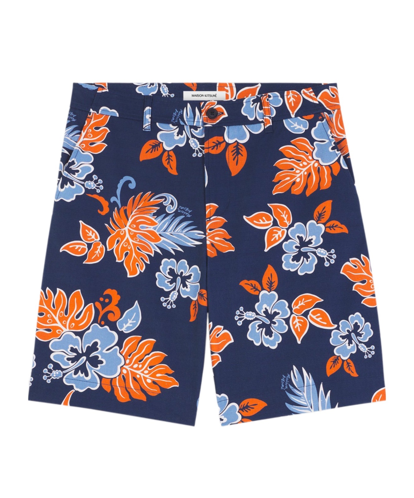 Shop Maison Kitsuné Floral Printed Board Shorts In Blue