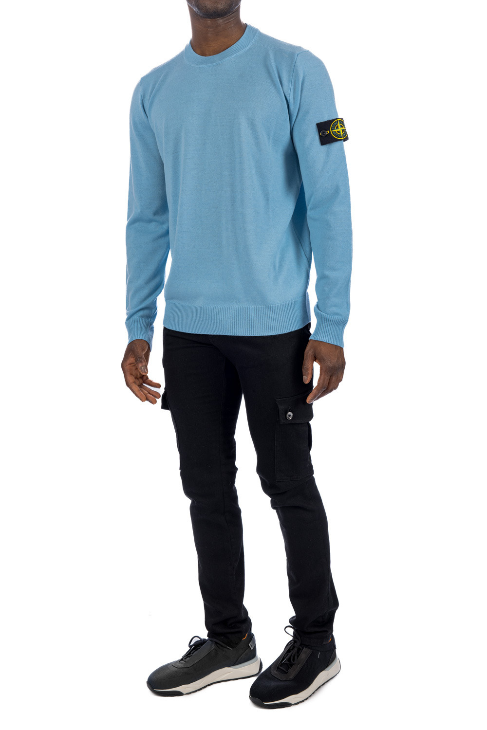 Stone Island Compass-motif Wool Sweatshirt In Blue