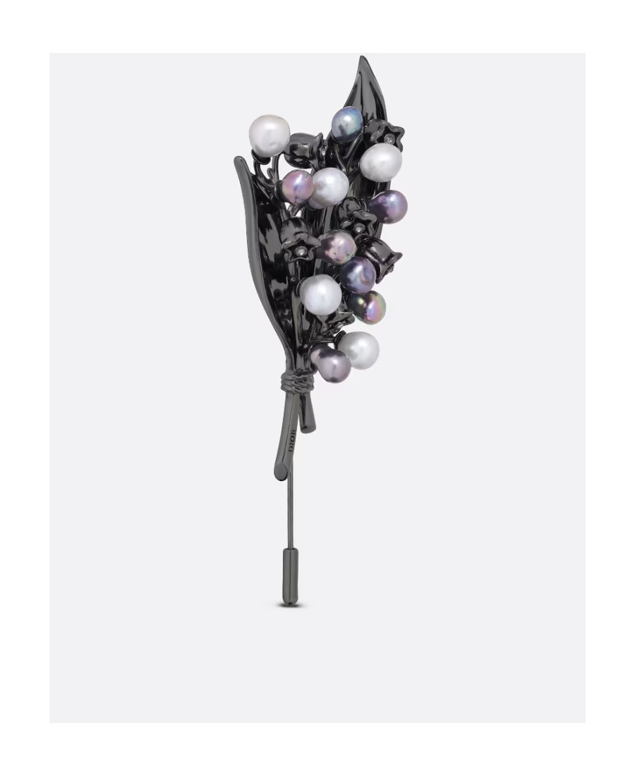 Dior Lily Of The Valley Brooch In Black