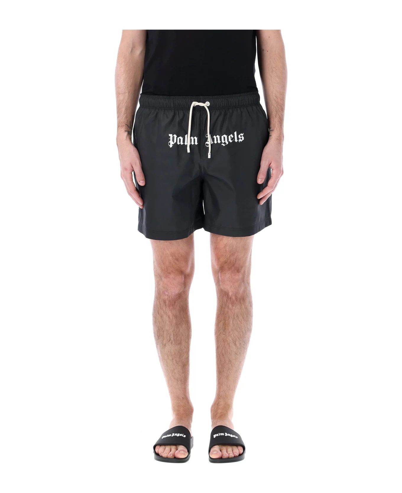 Palm Angels Logo Swim Shorts In Black