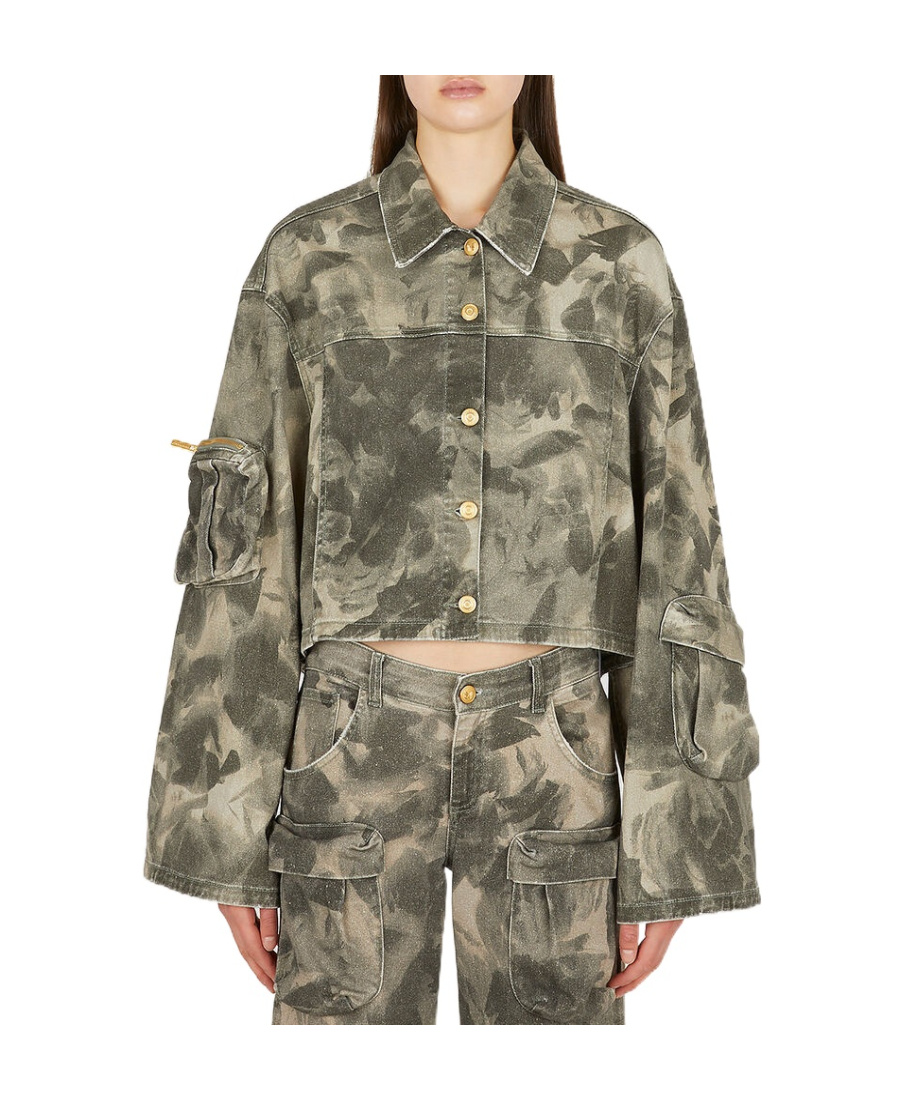 Blumarine Camouflage Cargo Jacket In Nude