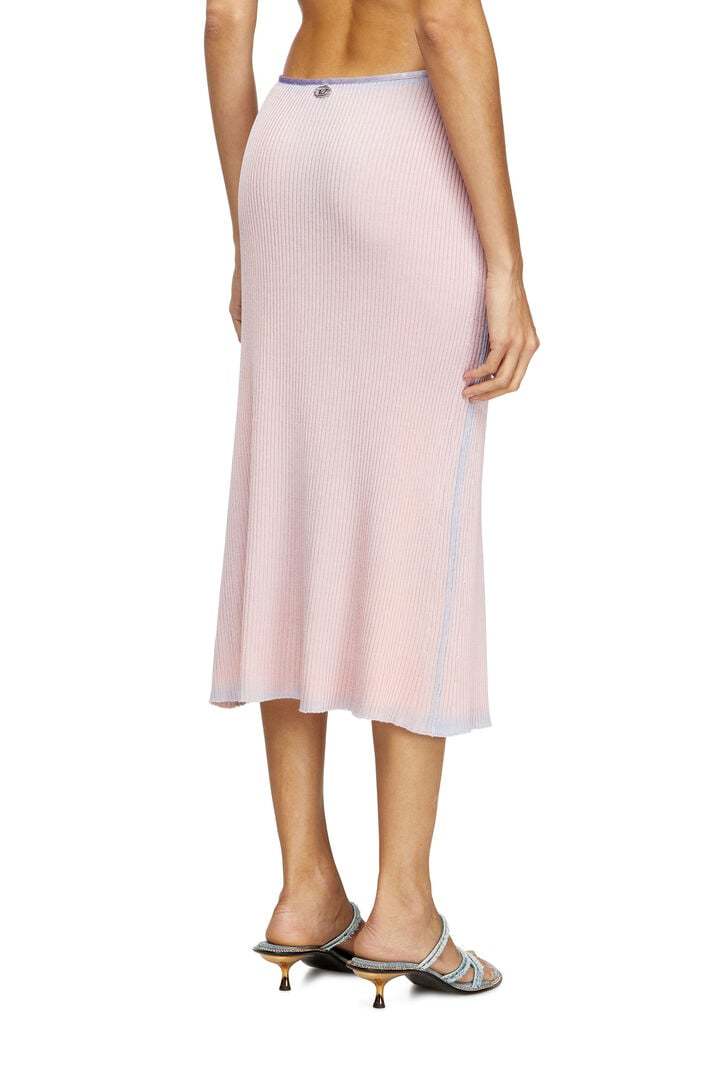 Diesel Wrap Skirt In Double-dyed Rib-knit In Pink