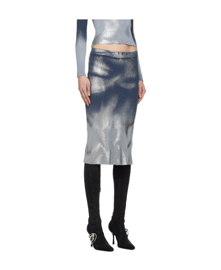 Shop Diesel Mi-lan Ribbed Midi Skirt In Gray